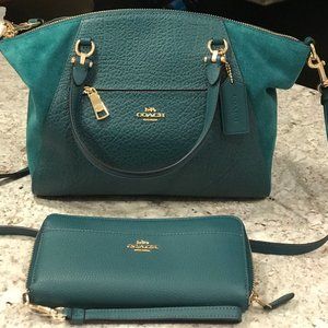 Coach Pebble Leather/Suede Satchel & Wristlet